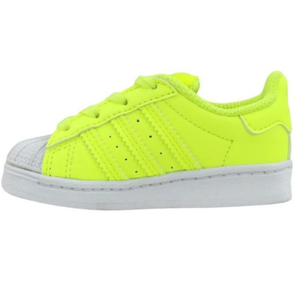 Adidas Superstar Kids Retro Neon Green Lace Up Sneakers
